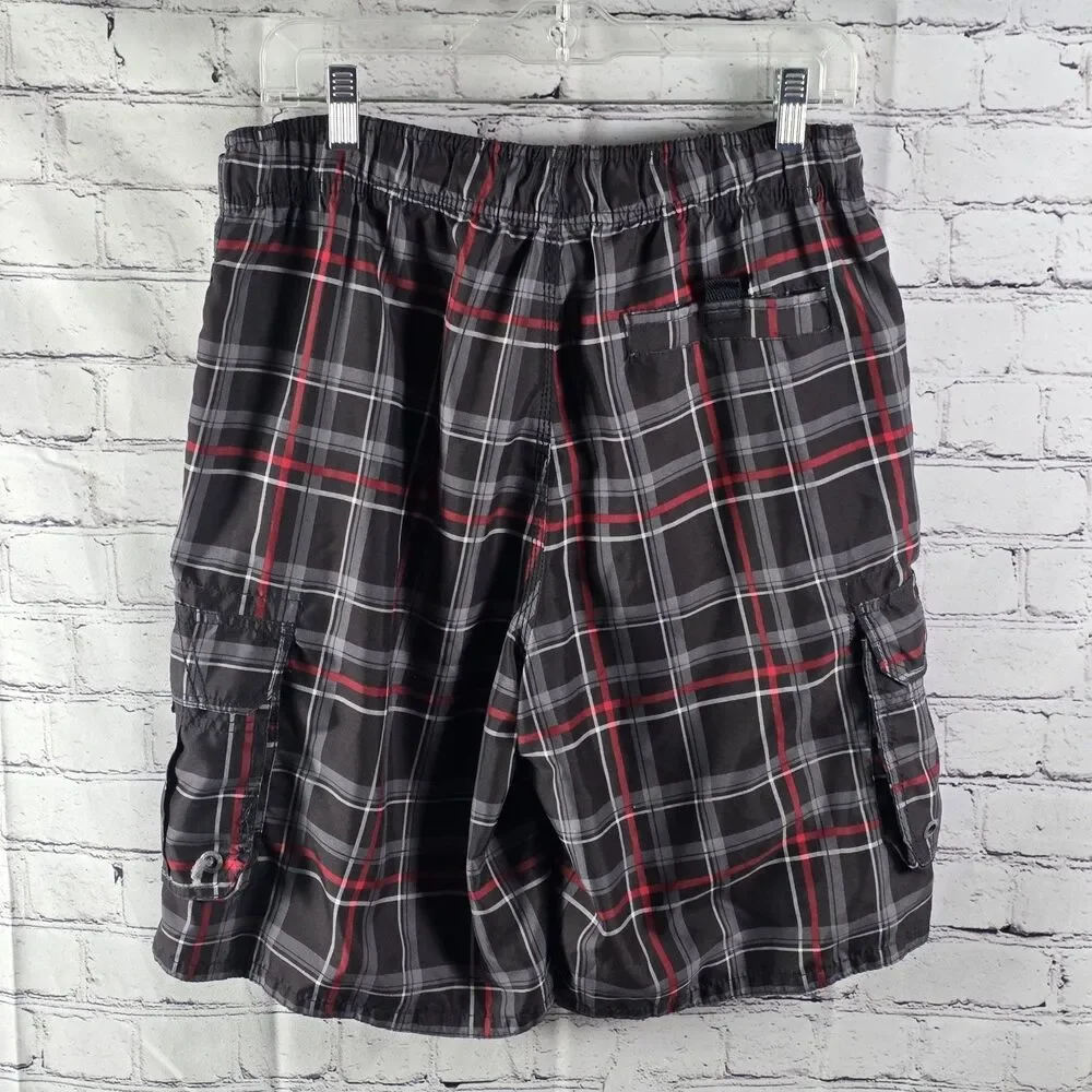 OP Men's Medium (32-34) Plaid Swim Shorts with Pockets